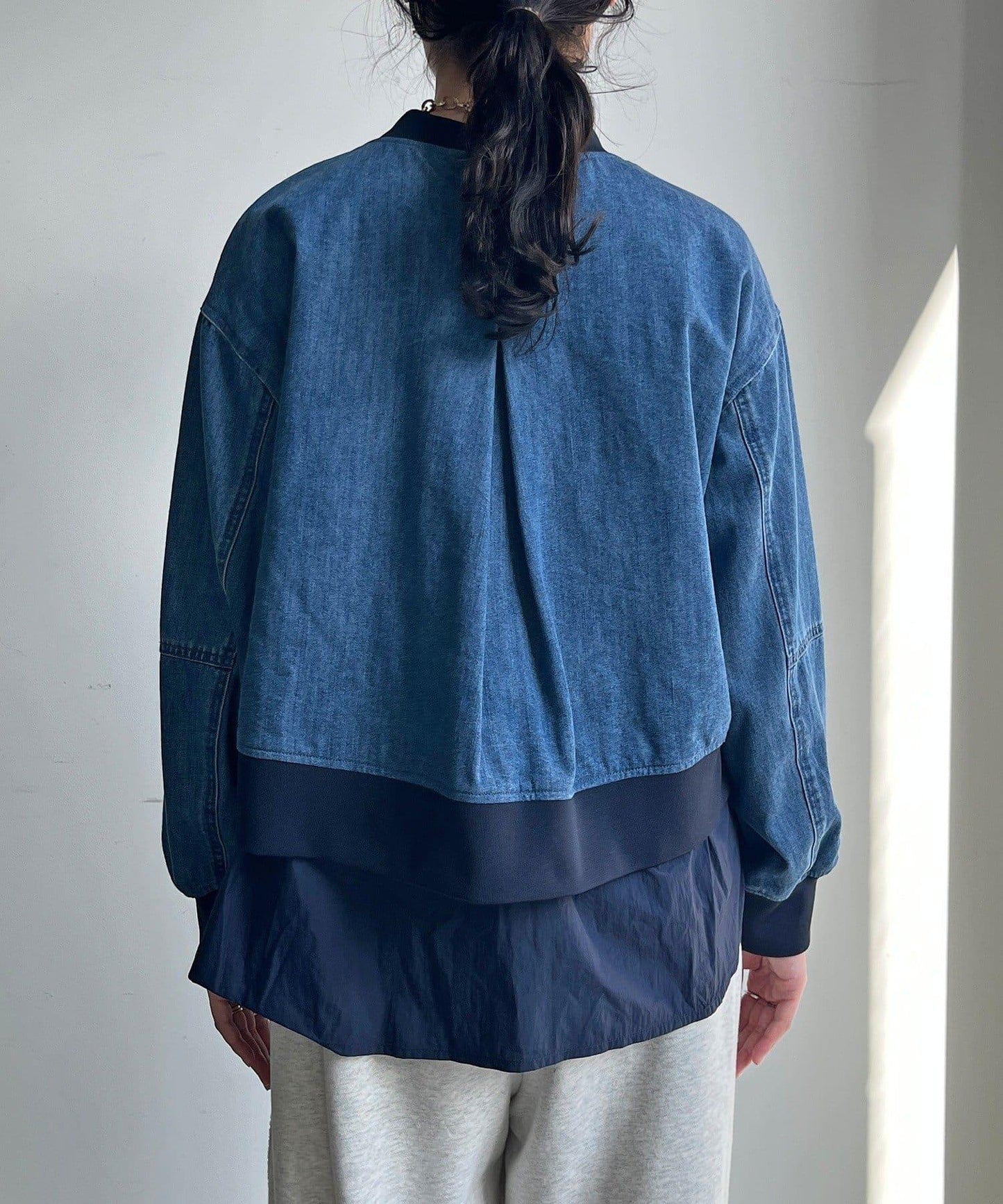 異材質拼接 牛仔 短外套（網絡）