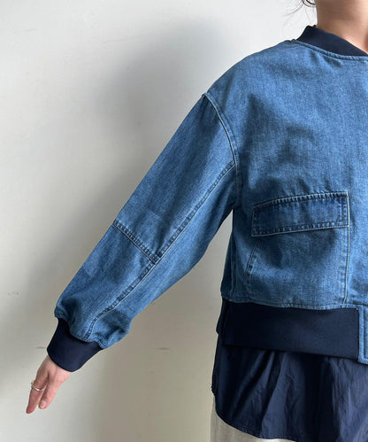 異材質拼接 牛仔 短外套（網絡）