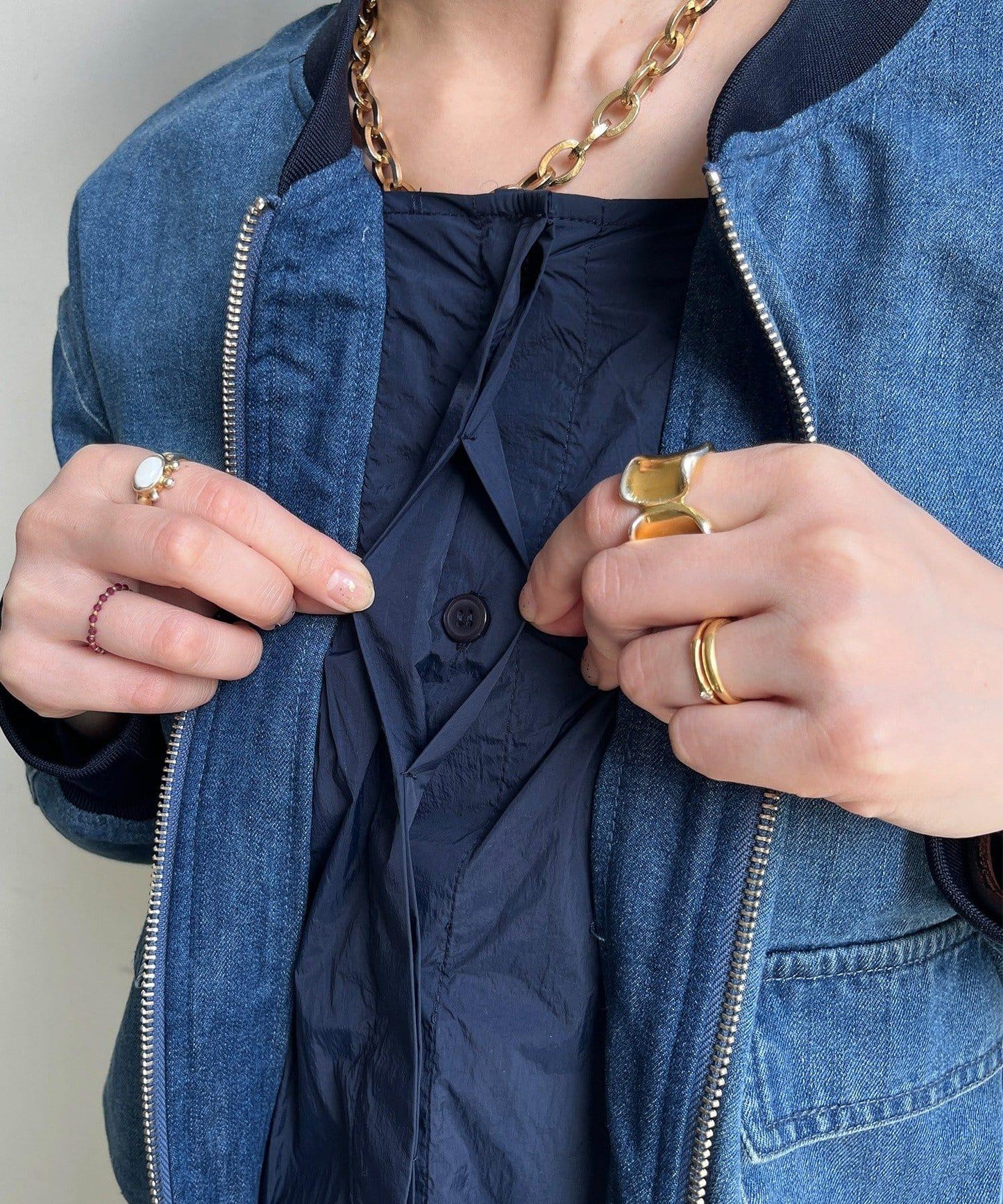 異材質拼接 牛仔 短外套（網絡）