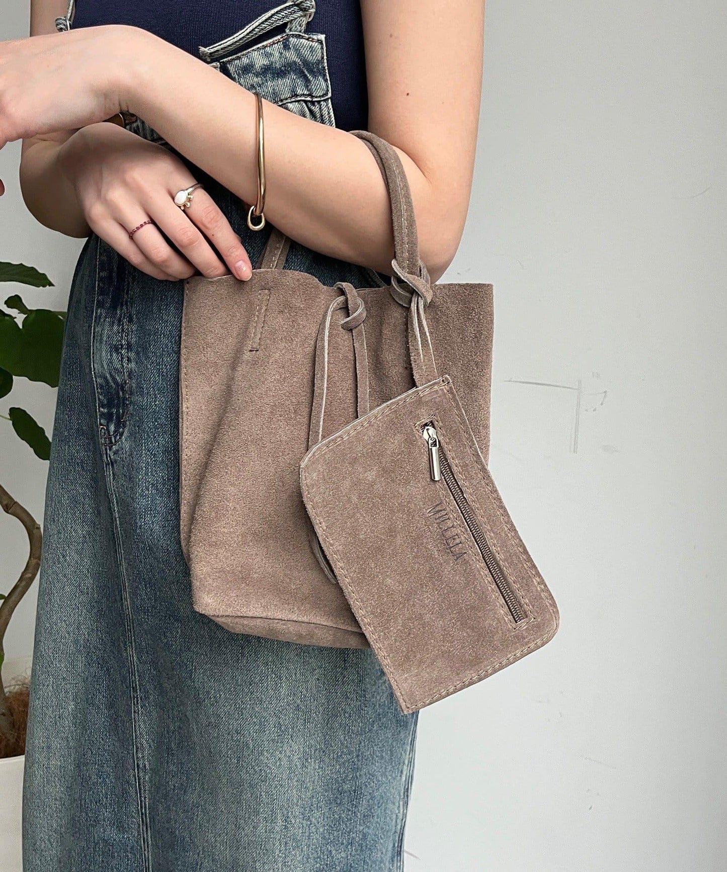 麂皮迷你托特包