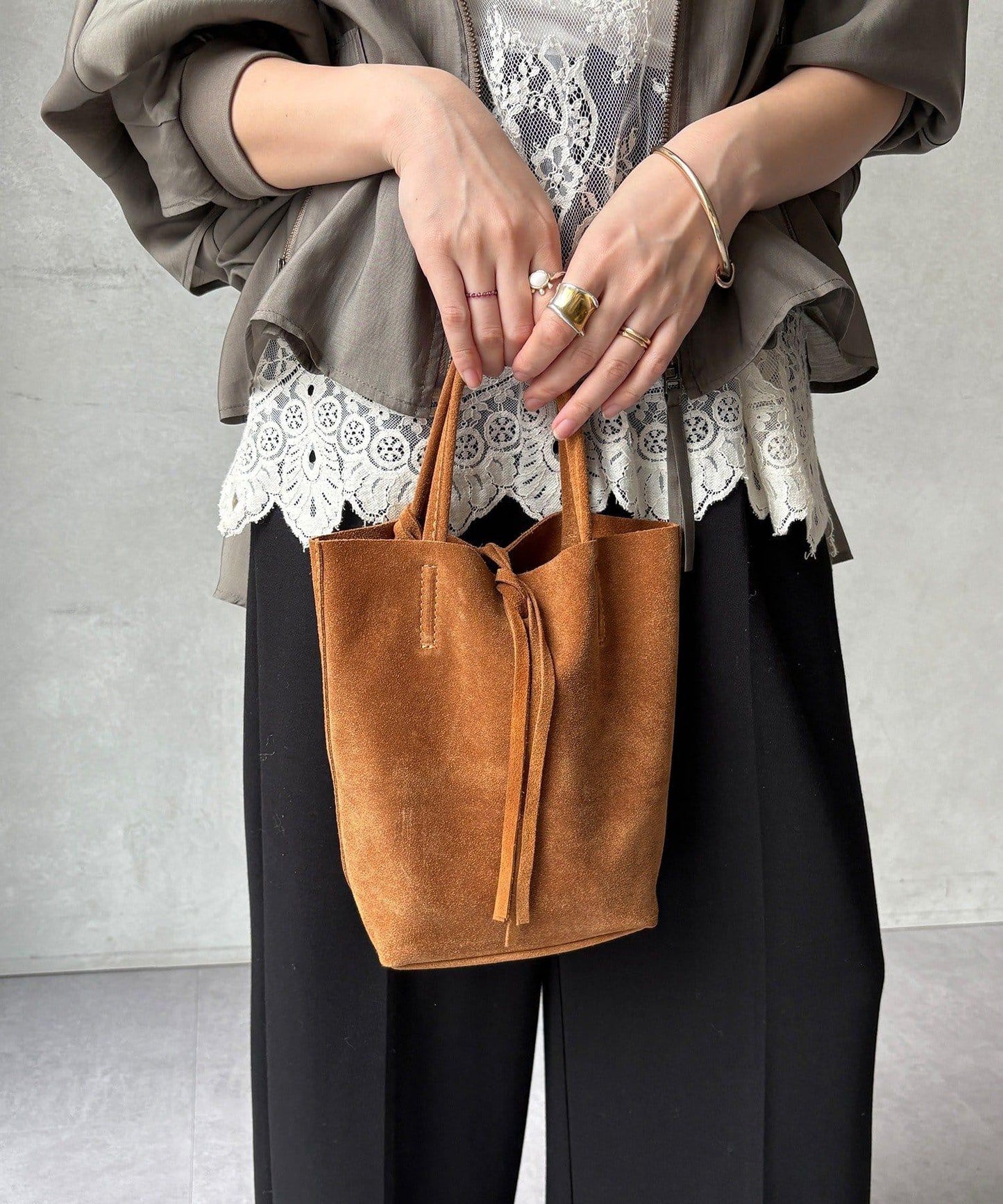 麂皮迷你托特包