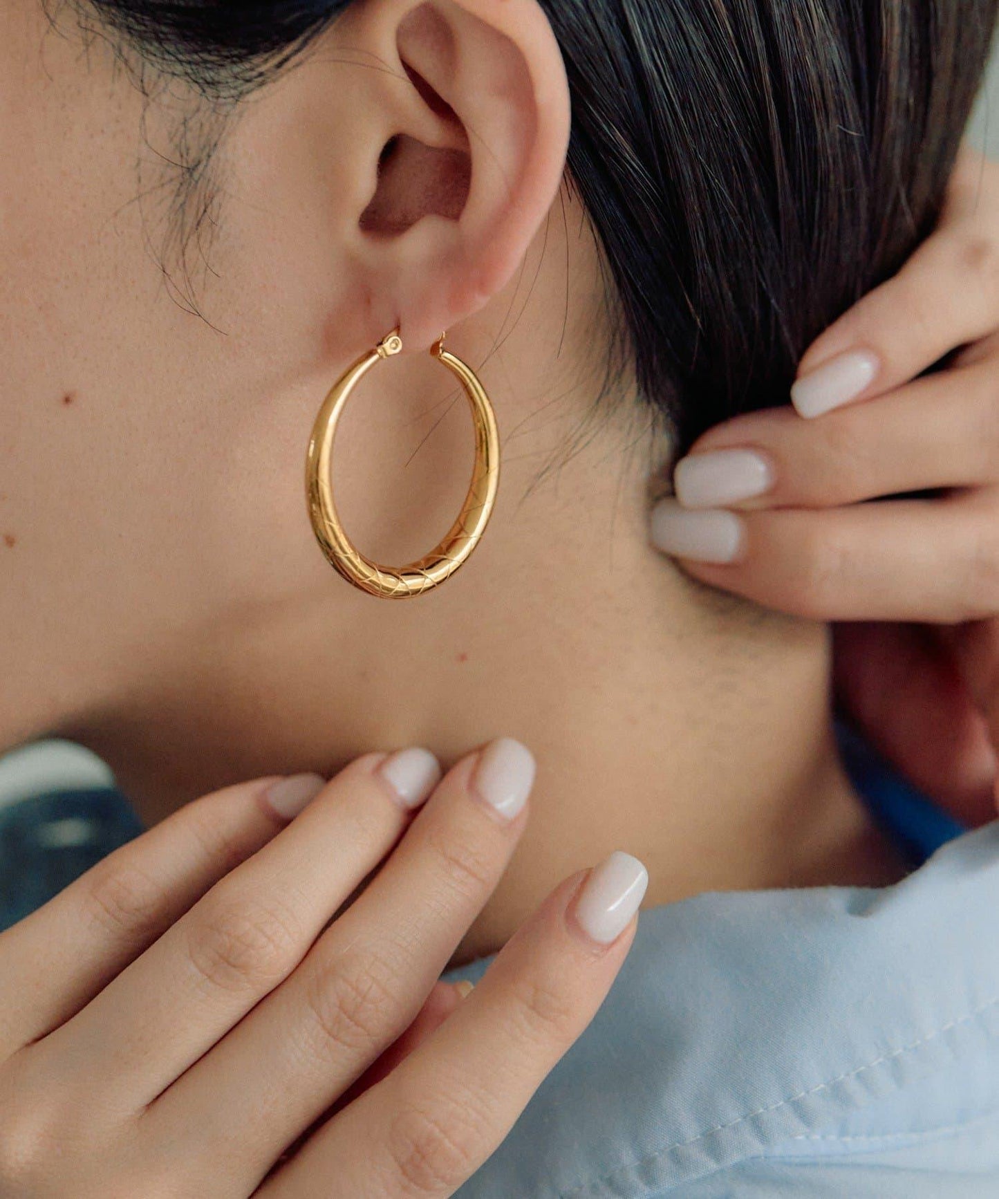 《金屬アレルギー対応/ステンレス》 圖案裝飾 圈式 耳環