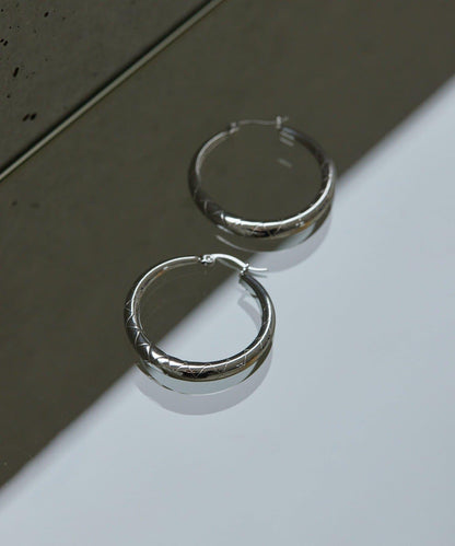 《金屬アレルギー対応/ステンレス》 圖案裝飾 圈式 耳環