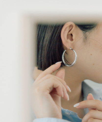 《金屬アレルギー対応/ステンレス》 圖案裝飾 圈式 耳環