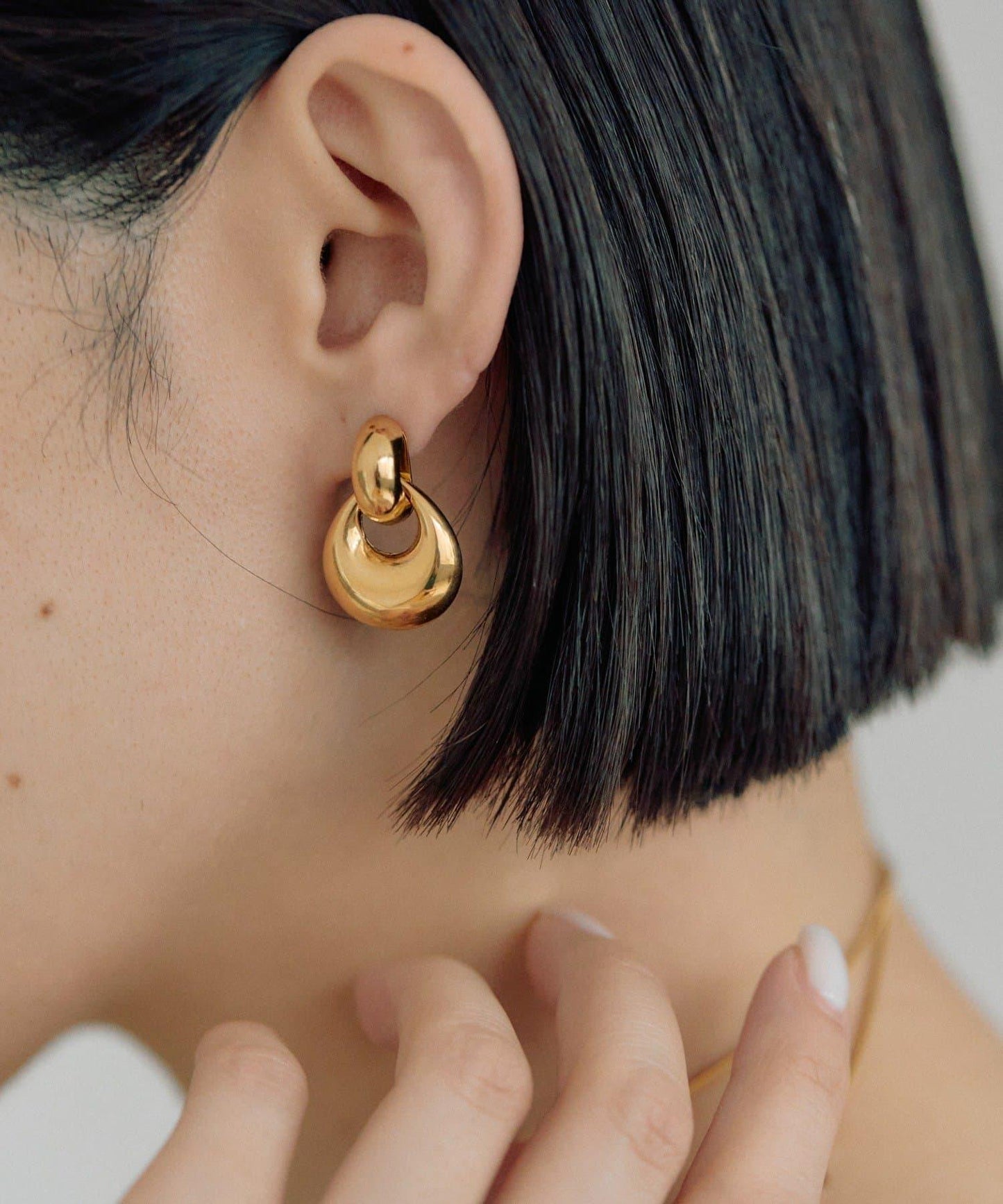 防金屬過敏 不鏽鋼 水滴圓環 耳飾