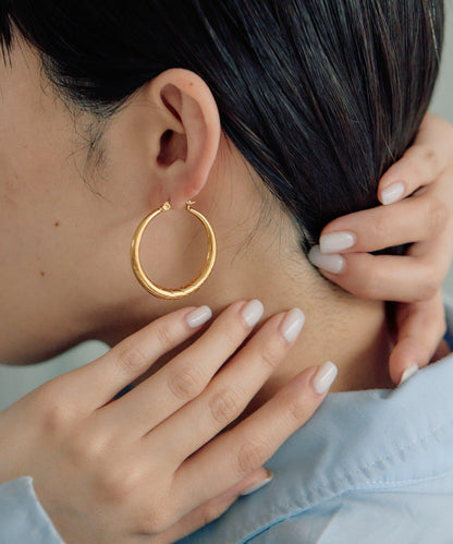 《金屬アレルギー対応/ステンレス》 圖案裝飾 圈式 耳環