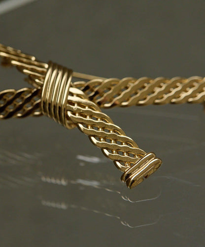 網紗蝴蝶結交叉設計 胸針