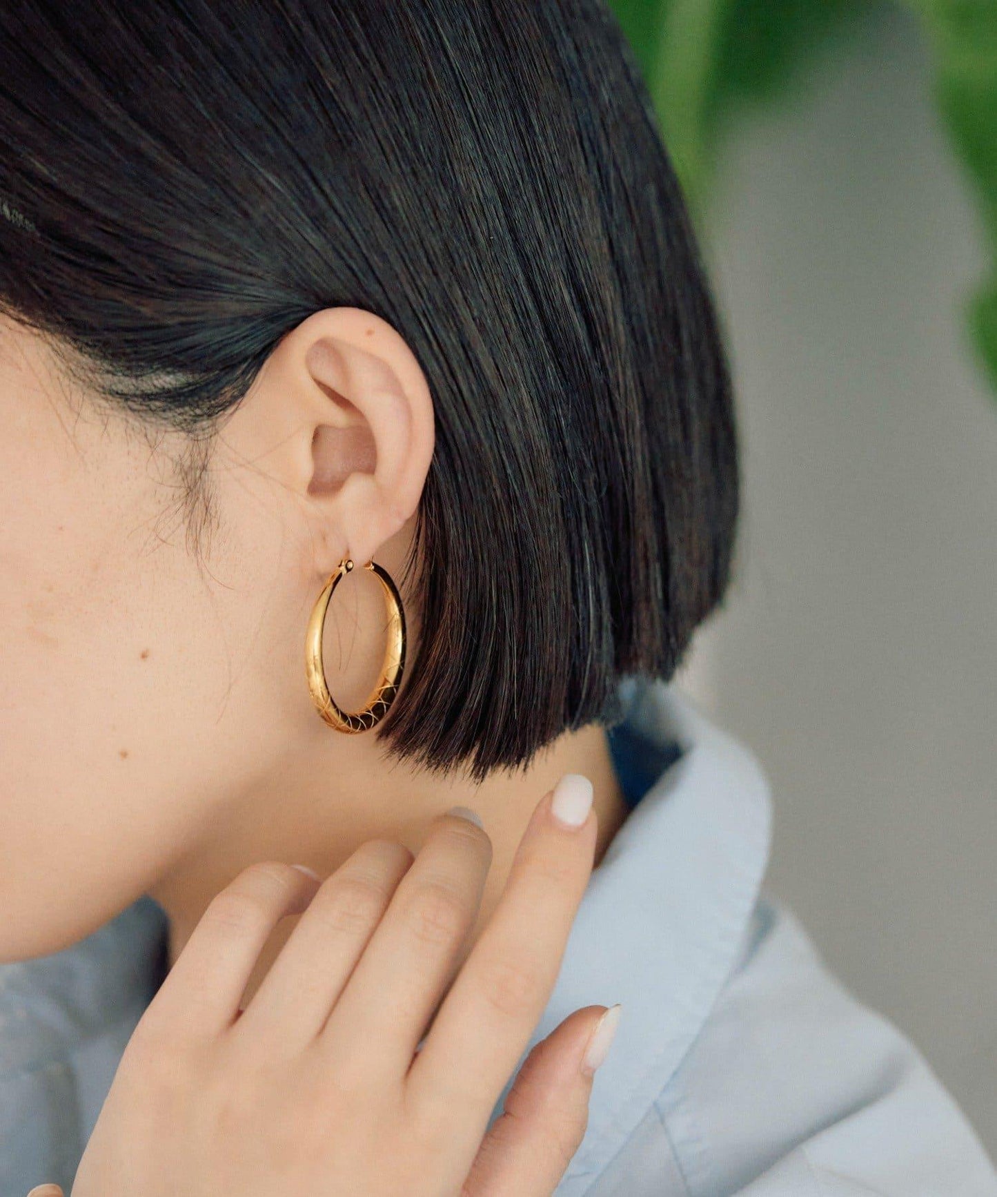 《金屬アレルギー対応/ステンレス》 圖案裝飾 圈式 耳環