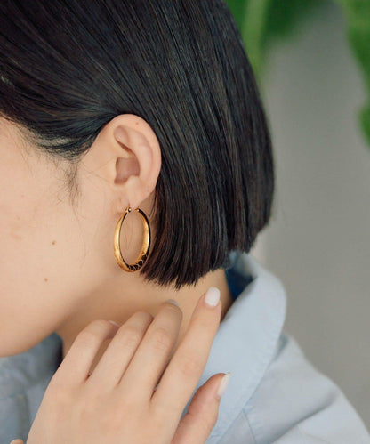 《金屬アレルギー対応/ステンレス》 圖案裝飾 圈式 耳環