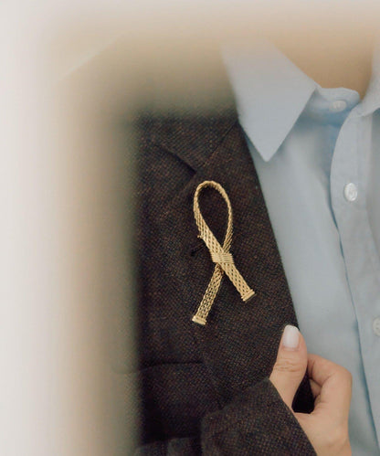 網紗蝴蝶結交叉設計 胸針