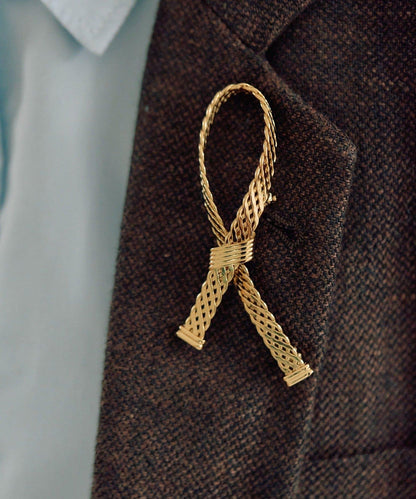 網紗蝴蝶結交叉設計 胸針