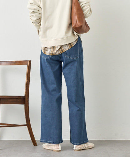 明線直筒牛仔褲