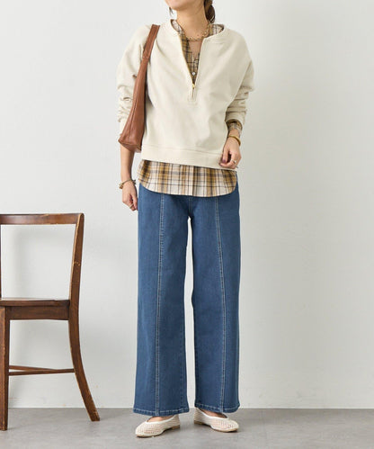 明線直筒牛仔褲