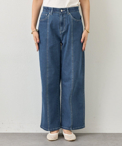 明線直筒牛仔褲