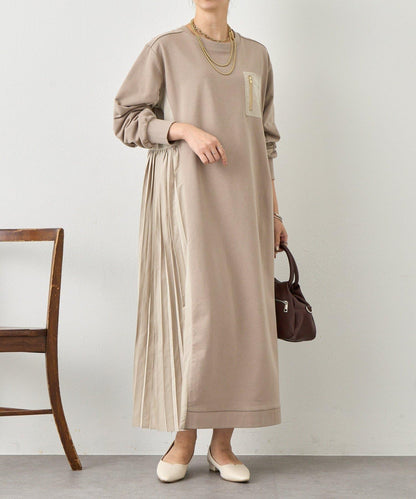 側褶設計 毛圈面料 連衣裙