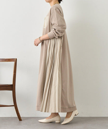 側褶設計 毛圈面料 連衣裙