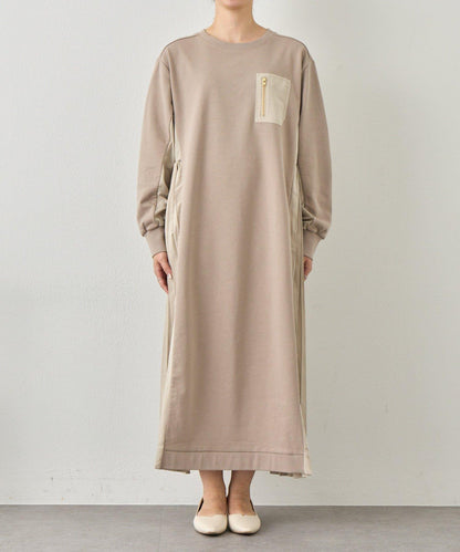 側褶設計 毛圈面料 連衣裙