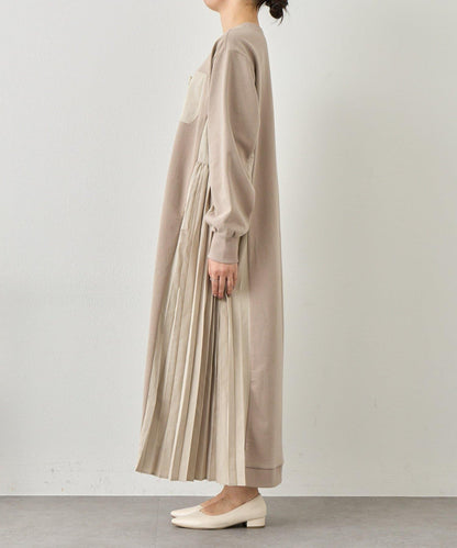 側褶設計 毛圈面料 連衣裙