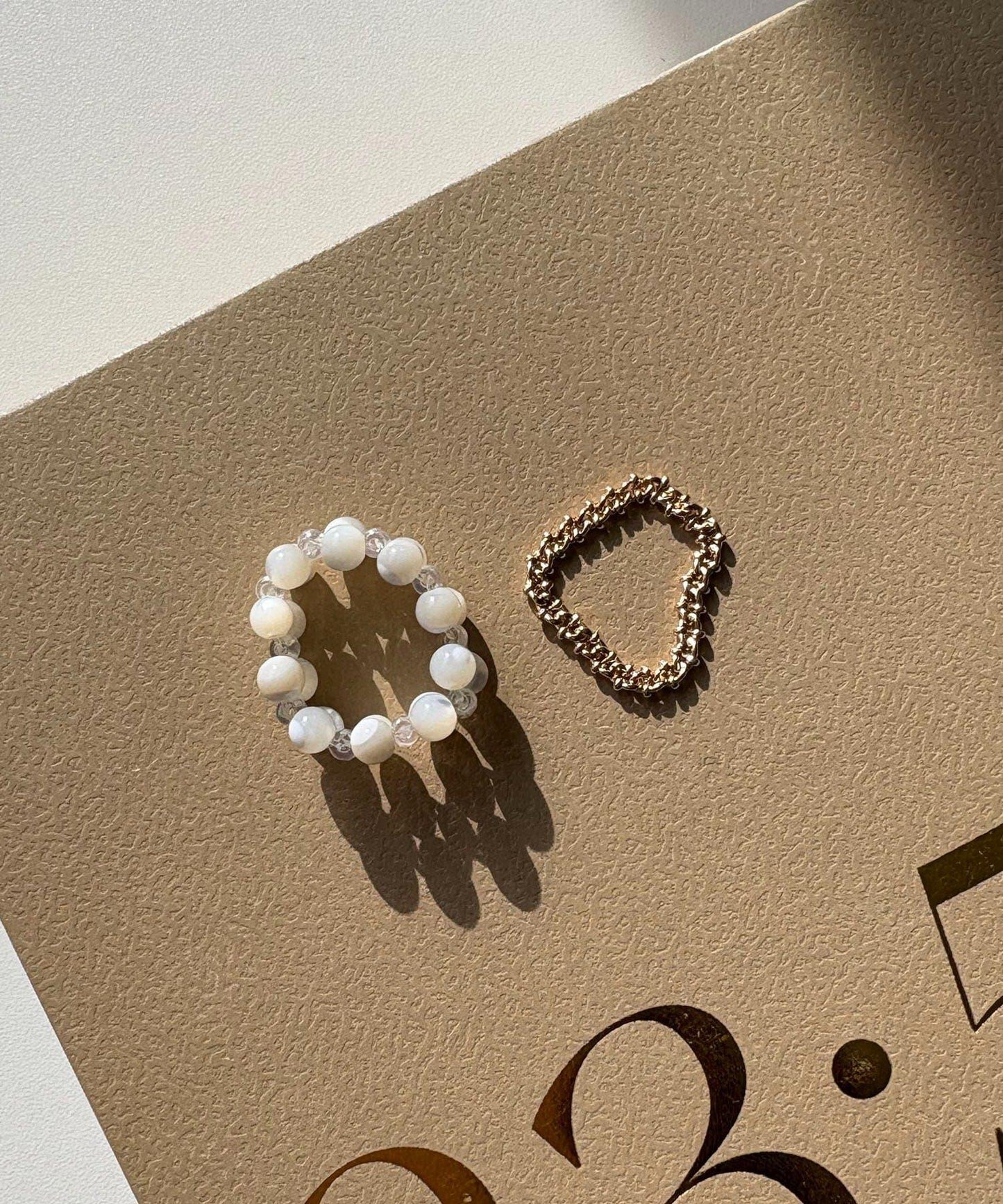 GOLDY/ゴールディ 珠串鏈條組合戒指