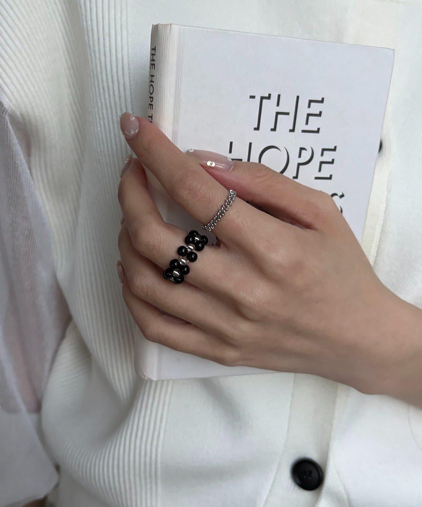 GOLDY/ゴールディ 珠串鏈條組合戒指