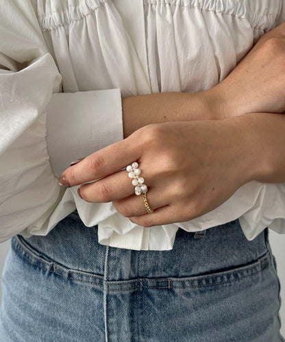 GOLDY/ゴールディ 珠串鏈條組合戒指