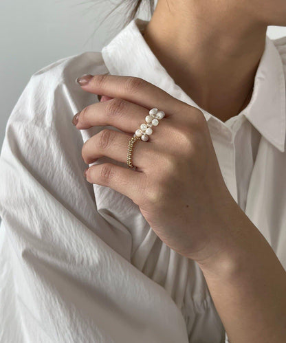 GOLDY/ゴールディ 珠串鏈條組合戒指