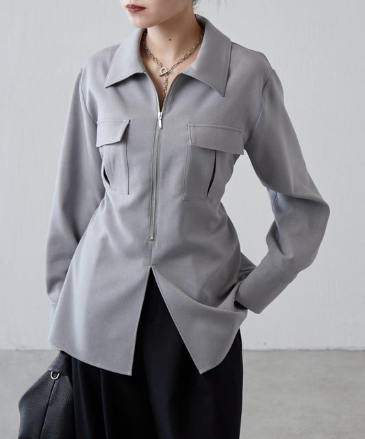前口袋拉鍊 雙層面料 襯衫