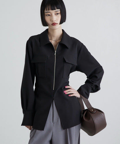 前口袋拉鍊 雙層面料 襯衫