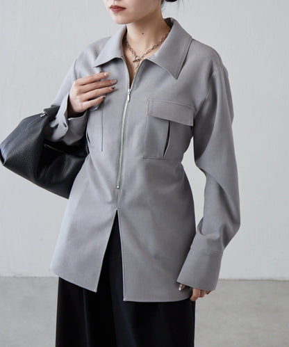 前口袋拉鍊 雙層面料 襯衫