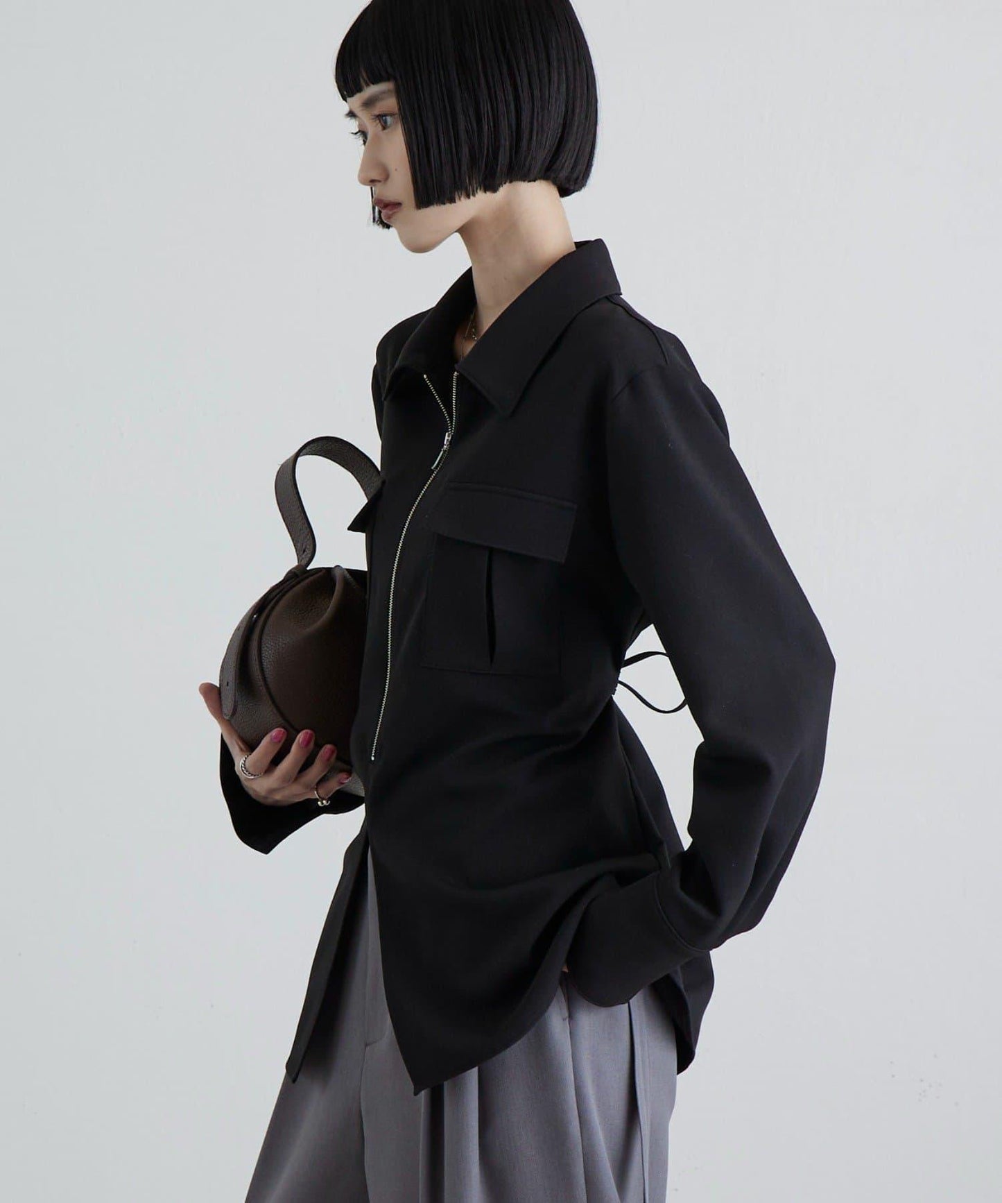 前口袋拉鍊 雙層面料 襯衫