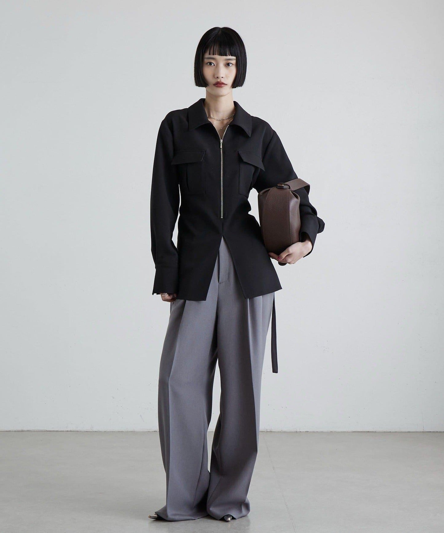 前口袋拉鍊 雙層面料 襯衫