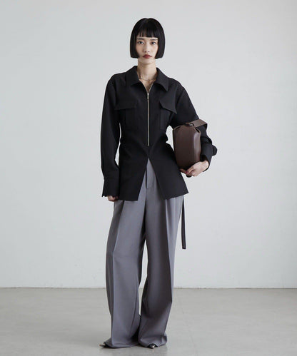 前口袋拉鍊 雙層面料 襯衫