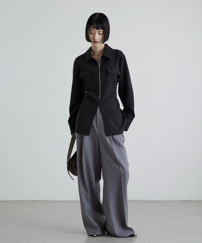 前口袋拉鍊 雙層面料 襯衫