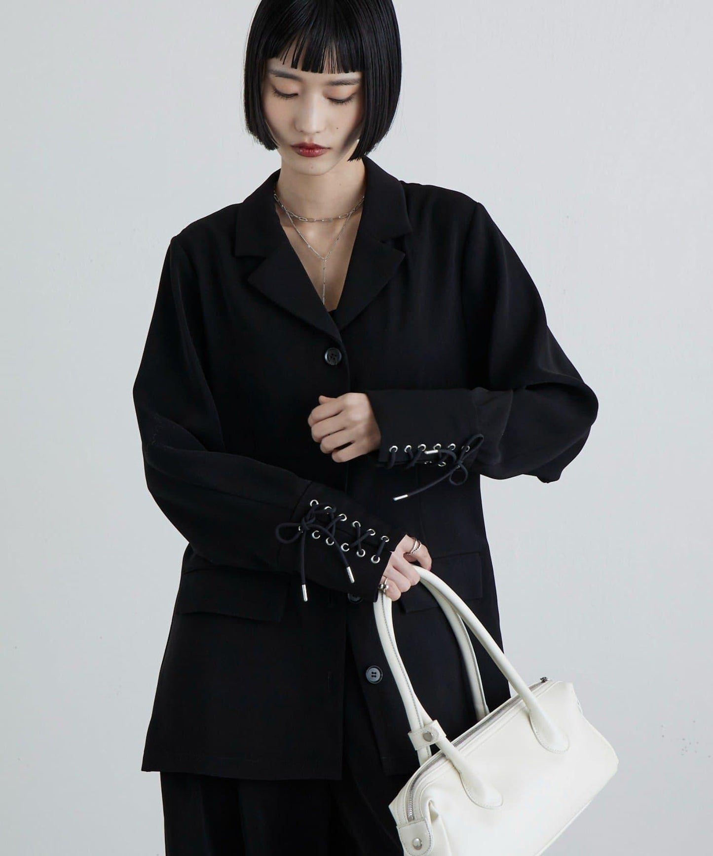 袖口繫帶設計 襯衫夾克