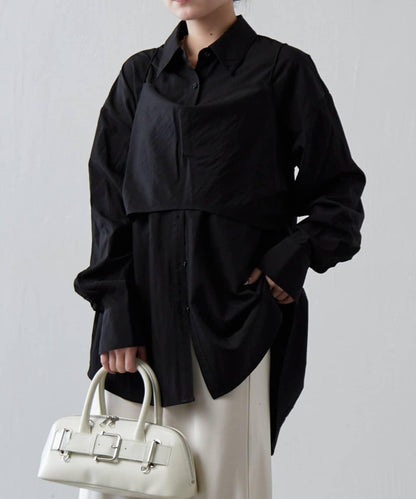 緞面吊帶套裝寬鬆襯衫