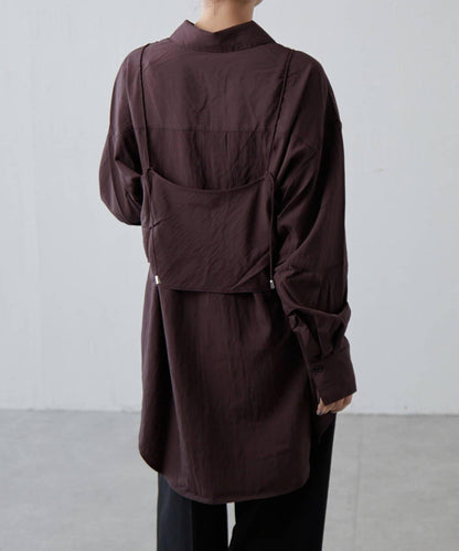 緞面吊帶套裝寬鬆襯衫