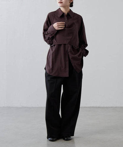 緞面吊帶套裝寬鬆襯衫