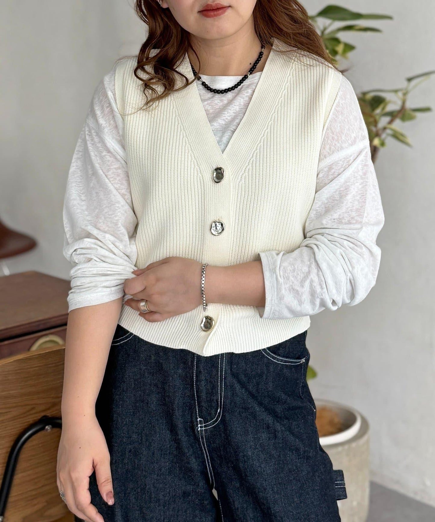 金屬扣短款背心