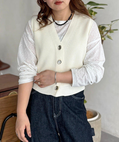 金屬扣短款背心