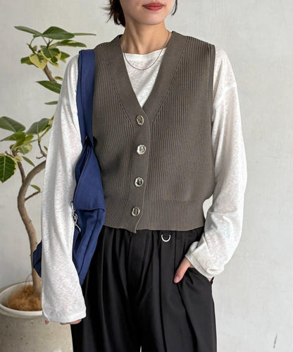 金屬扣短款背心