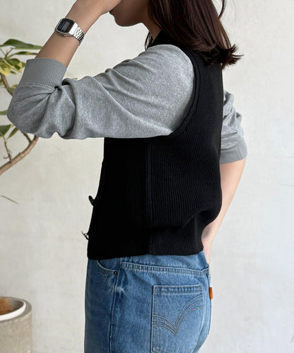 金屬扣短款背心