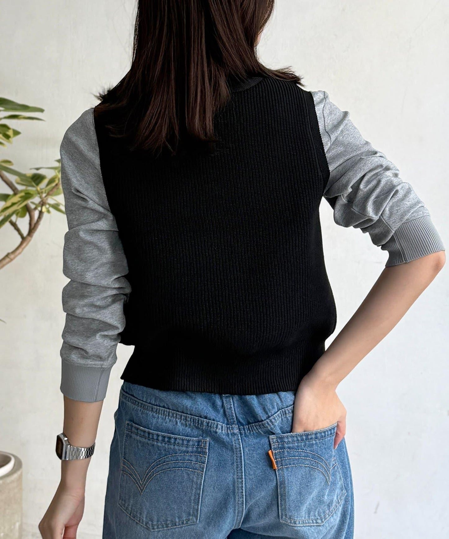 金屬扣短款背心