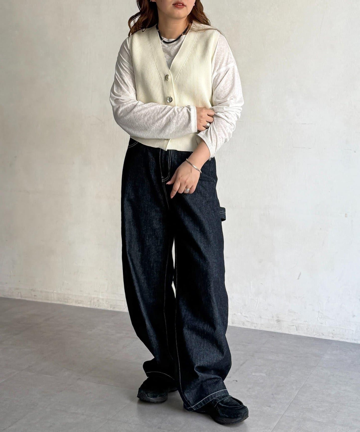 金屬扣短款背心