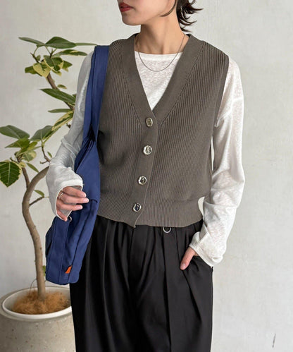 金屬扣短款背心