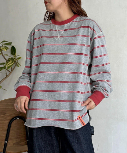 拼接條紋長袖T恤