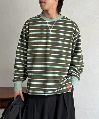 拼接條紋長袖T恤