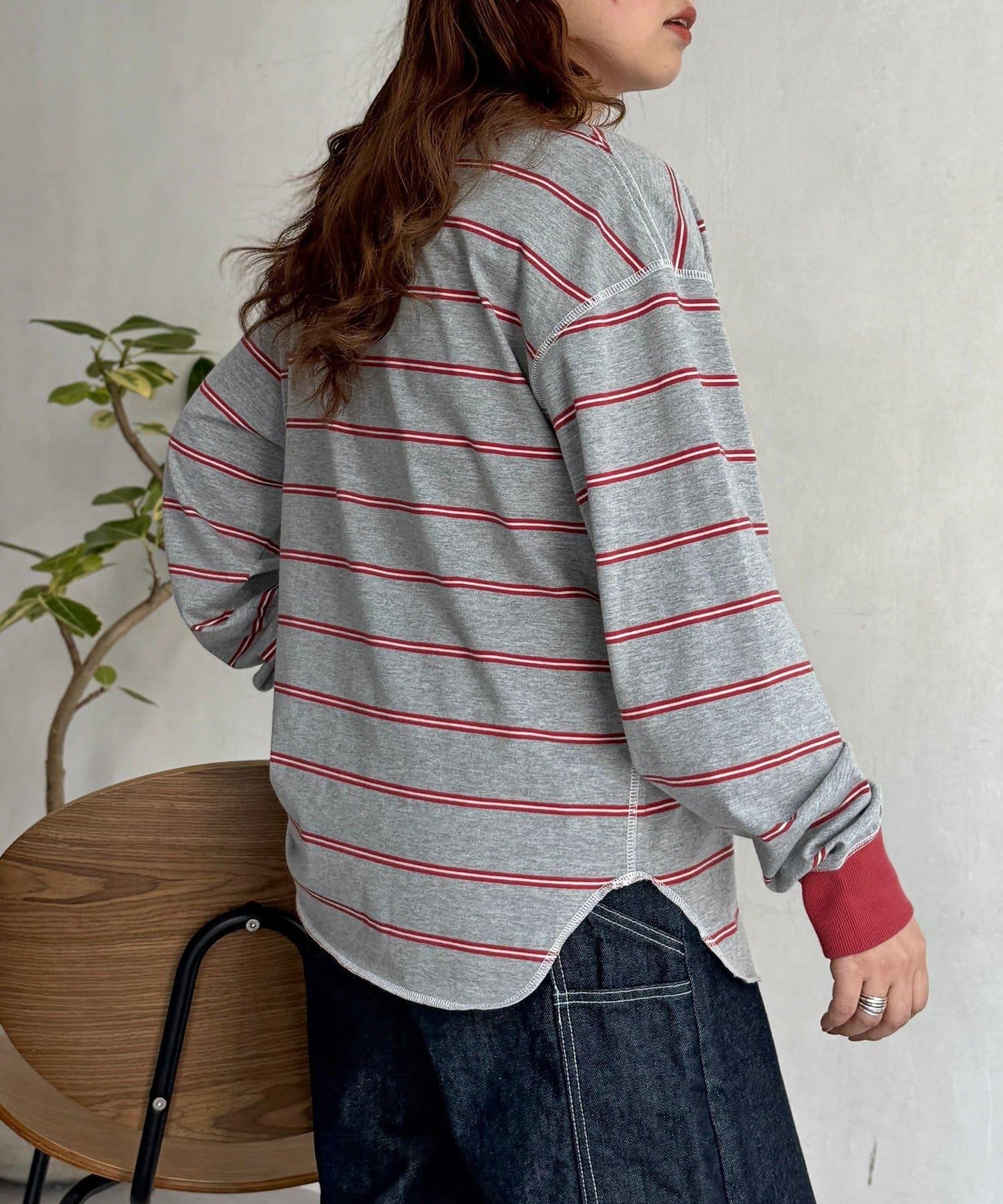 拼接條紋長袖T恤