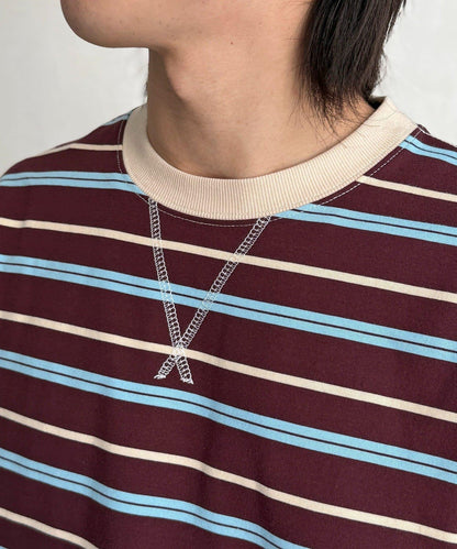 拼接條紋長袖T恤