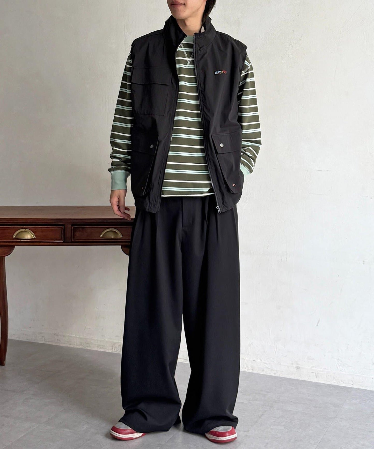 拼接條紋長袖T恤