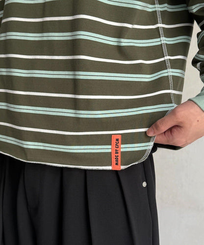 拼接條紋長袖T恤